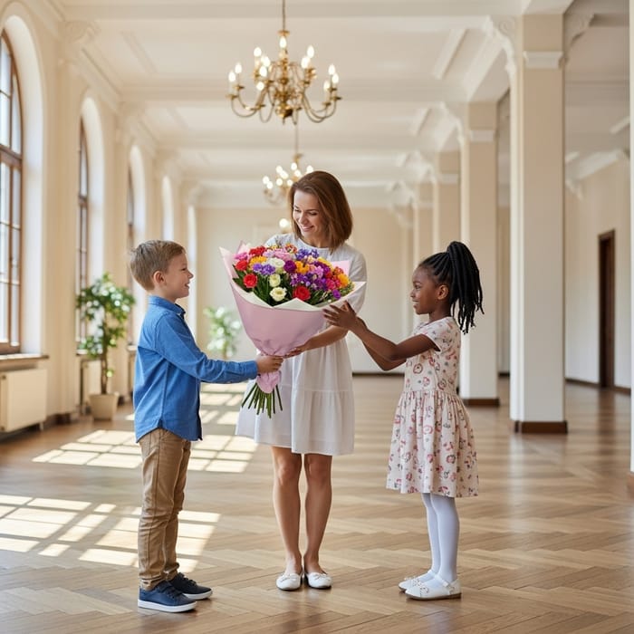 Children Surprising Mom with Beautiful Bouquet | Heartwarming Moment Children Surprising Mom with Beautiful Bouquet | Heartwarming Moment