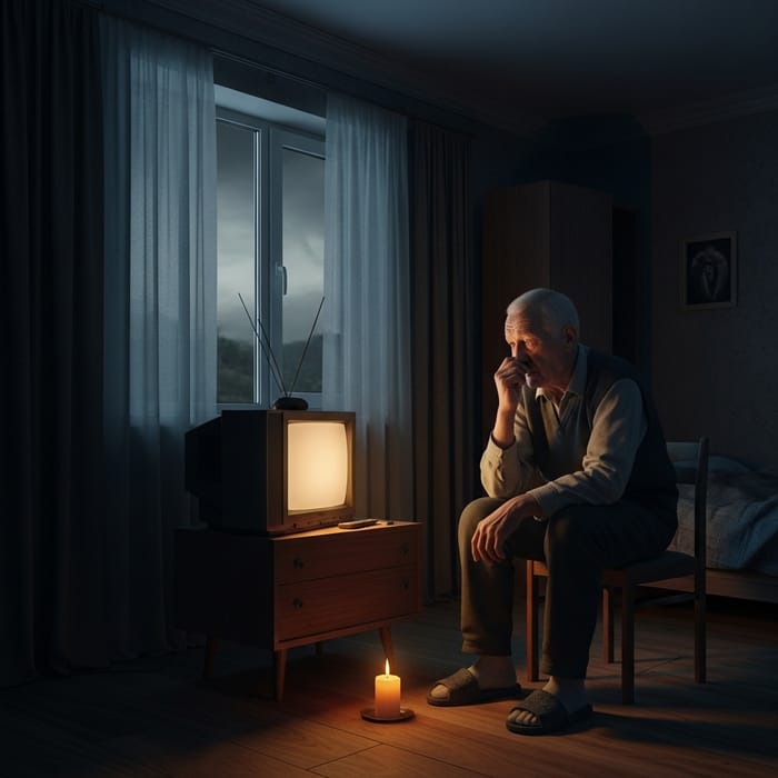 Uncle Seated by Almost Extinguished Candle - Reflections of Quiet Contemplation Uncle Seated by Almost Extinguished Candle - Reflections of Quiet Contemplation