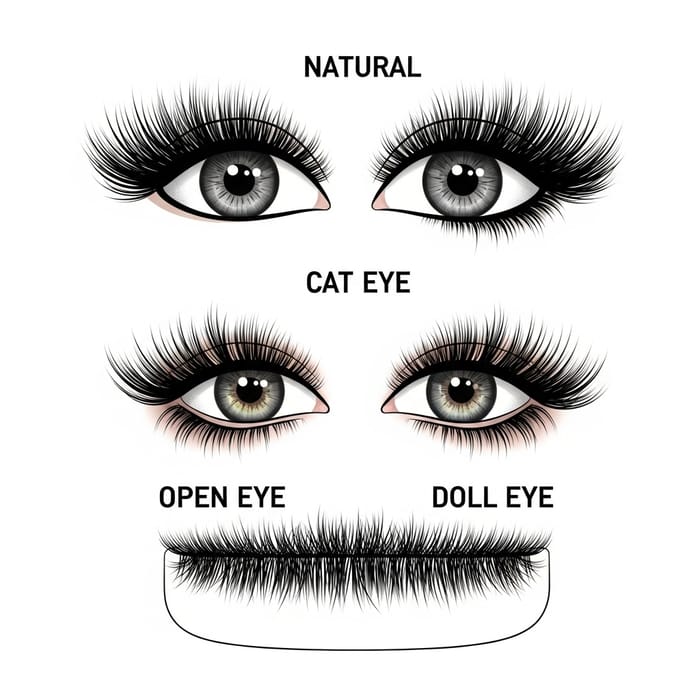 Lash Extension Styles: Natural, Cat Eye, Open Eye, Doll Eye