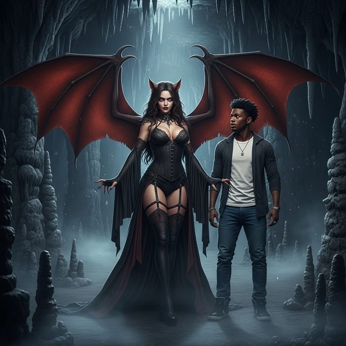 Succubus and Man in Gothic Encounter