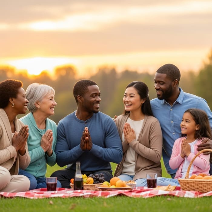 Heartwarming Family Picnic: Multicultural Gratitude & Resilience