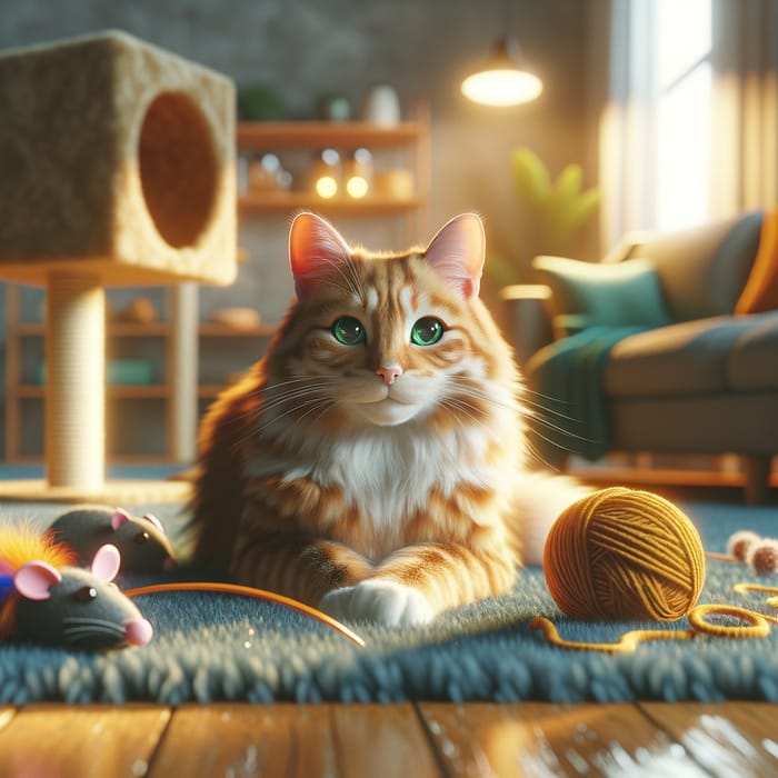 Cozy Domestic Scene with Beautiful Orange Tabby Cat