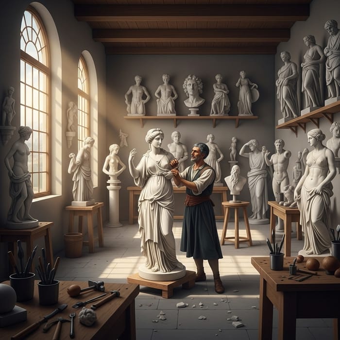 Pygmalion's Workshop Illustration Pygmalion's Workshop Illustration