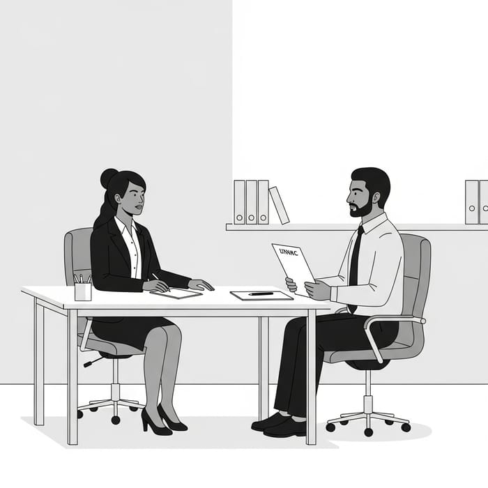 Minimalist Job Interview: South Asian Female Interviewer & Middle-Eastern Male Applicant Minimalist Job Interview: South Asian Female Interviewer & Middle-Eastern Male Applicant