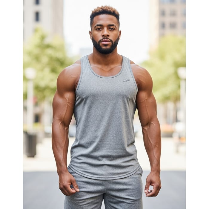 Muscular Black Man | Age 23-29 | Brown Eyes | Faded Haircut | Physique Display in Athletic Wear Muscular Black Man | Age 23-29 | Brown Eyes | Faded Haircut | Physique Display in Athletic Wear