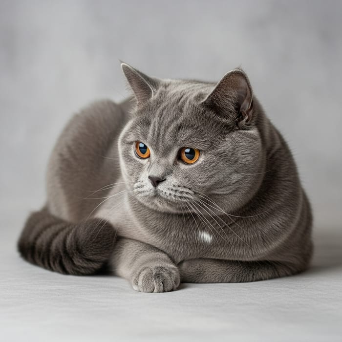 Majestic Grey British Cat with Dark Orange Eyes Majestic Grey British Cat with Dark Orange Eyes