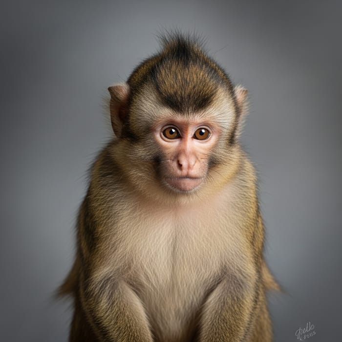Small Monkey with Comedic Hair | Yearbook-Inspired Portrait