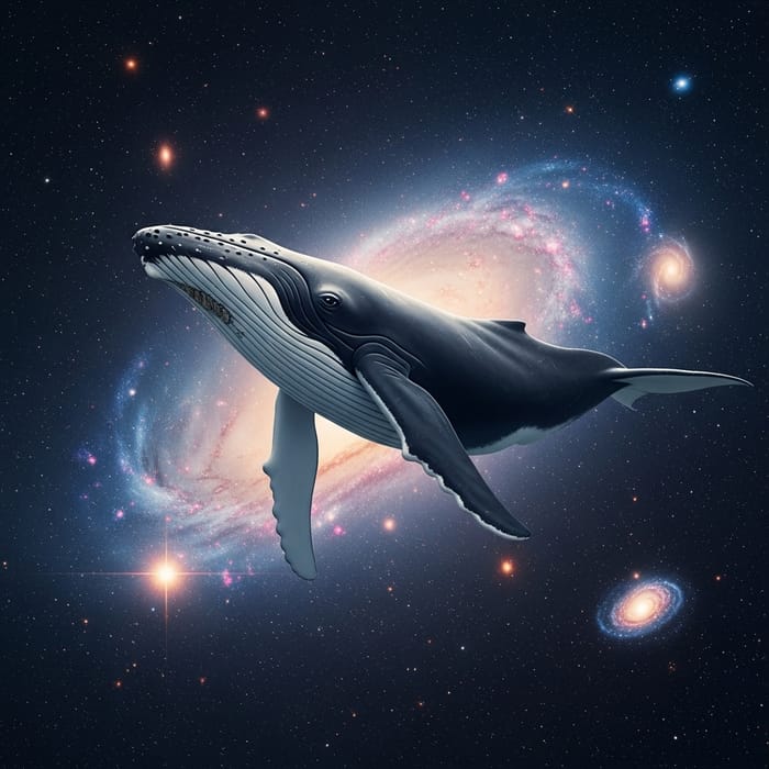 Majestic Humpback Whale Swimming Through Cosmic Space Majestic Humpback Whale Swimming Through Cosmic Space