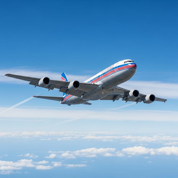 Airplane Soaring High in the Sky