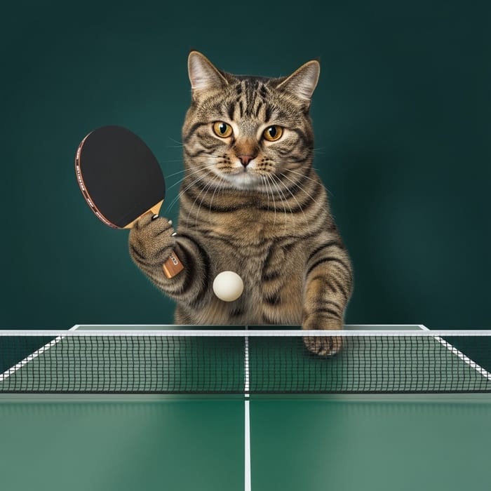 Cat Table Tennis Player: Fluffy Feline Game Action Cat Table Tennis Player: Fluffy Feline Game Action