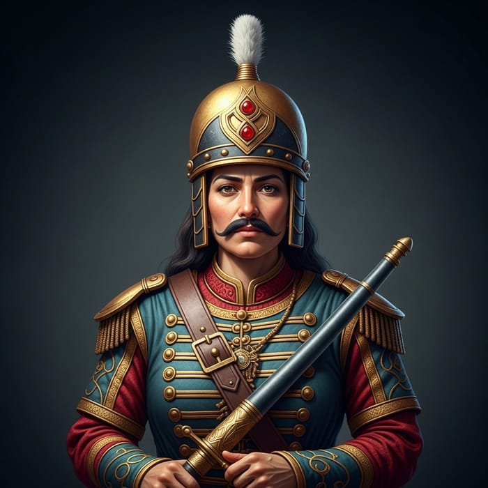Female General in Traditional Male Attire - Modern Take Female General in Traditional Male Attire - Modern Take