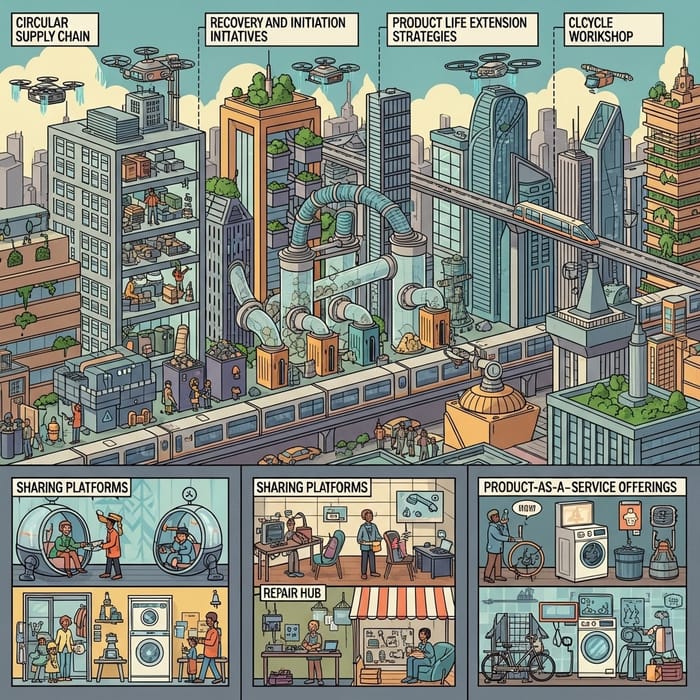 Futuristic Circular Cityscape: Eco-Efficient Utopia Futuristic Circular Cityscape: Eco-Efficient Utopia