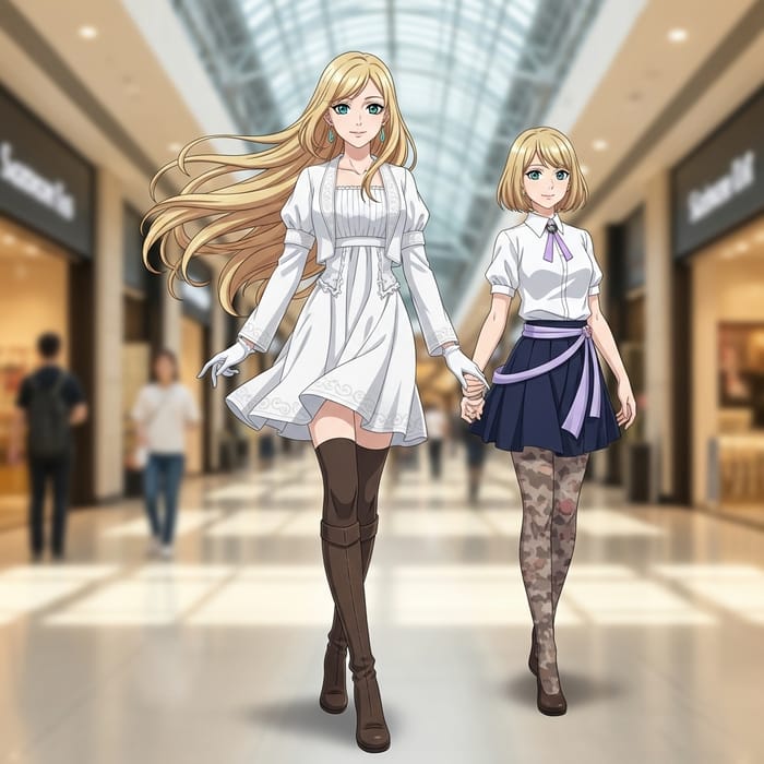 Elegant Caucasian Female Character with Flowing Blond Hair Elegant Caucasian Female Character with Flowing Blond Hair