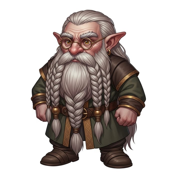 Ethereal Dwarf with Wavy Hair and Elaborate Braids
