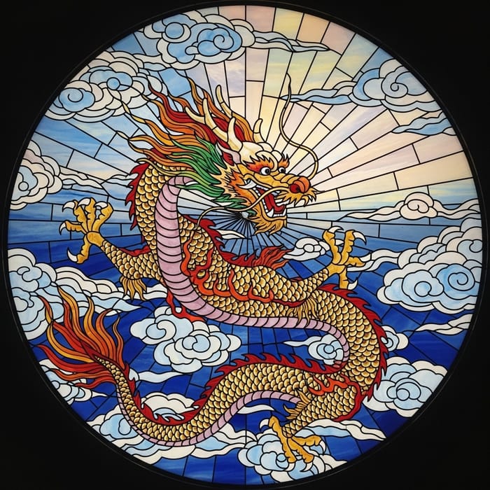 Chinese Dragon Stained Glass | Mythical Artwork