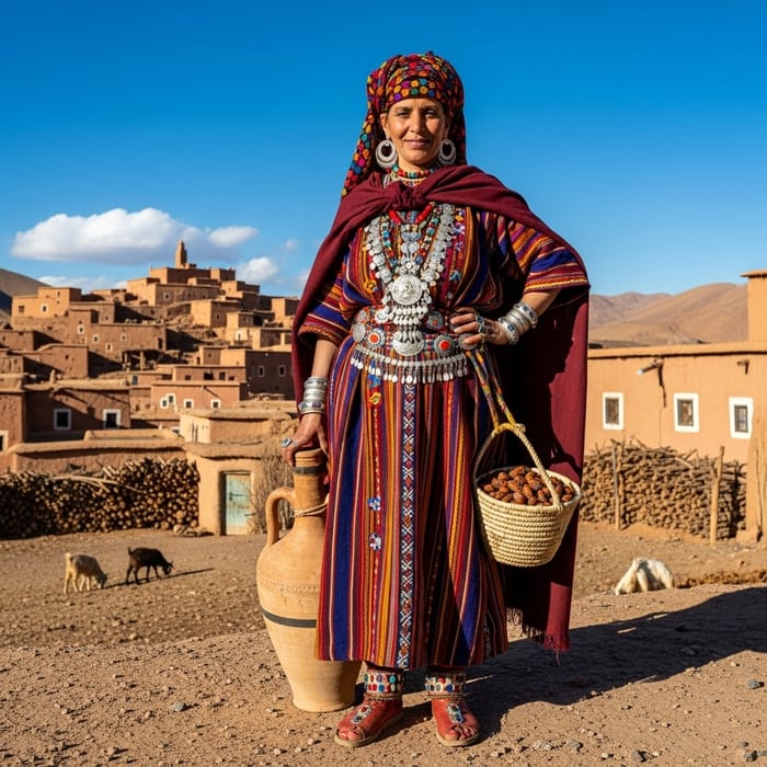 Aamzigh Woman in Traditional Attire with Handmade Ethnic Shoes