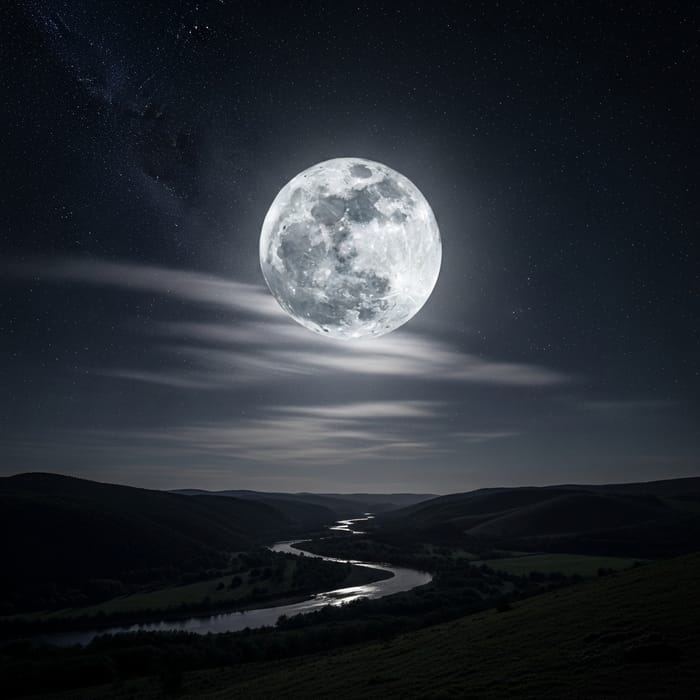 Star-Studded Sky: Illuminated Bulan on Silver Glow Star-Studded Sky: Illuminated Bulan on Silver Glow