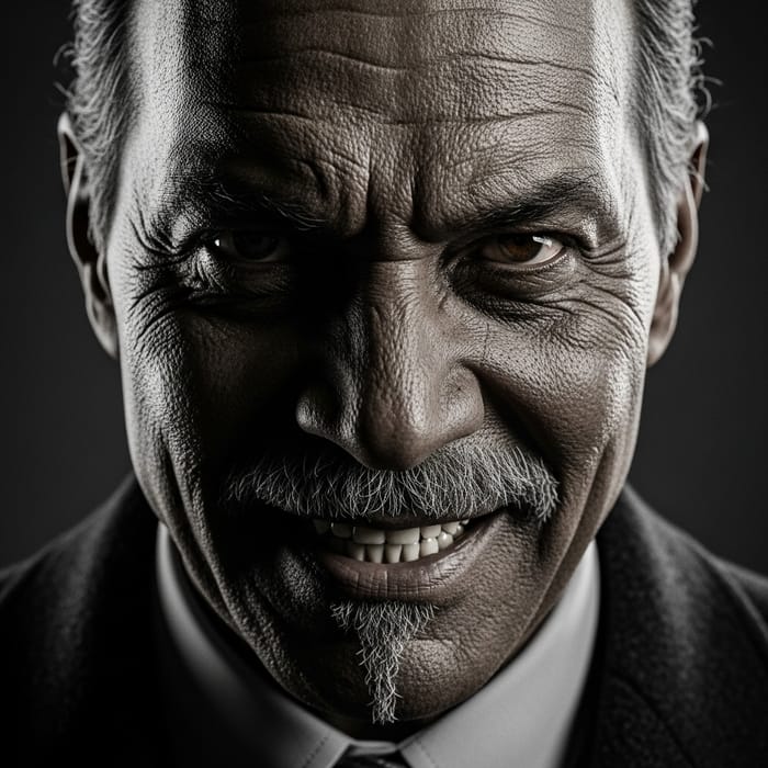 Menacing Older Man with Sinister Grin, 1920s Vintage Film Style Menacing Older Man with Sinister Grin, 1920s Vintage Film Style