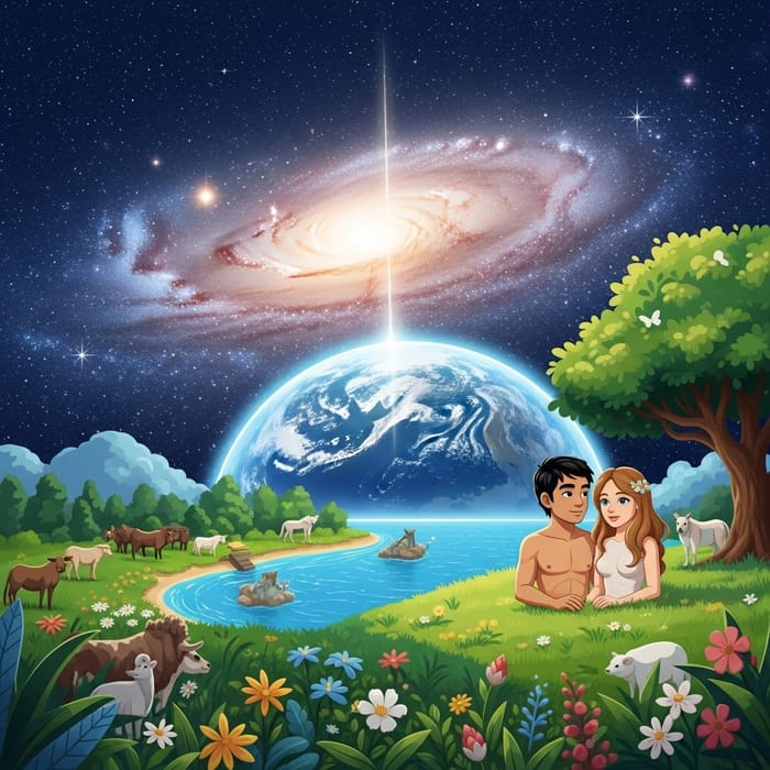 Artistic Creation Story: Heaven, Earth & Adam and Eve