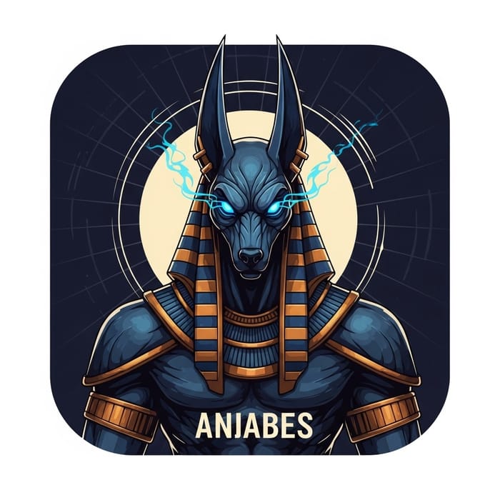 Colossal Anubis Icon with Mysterious Blue Eyes & Otherworldly Aura