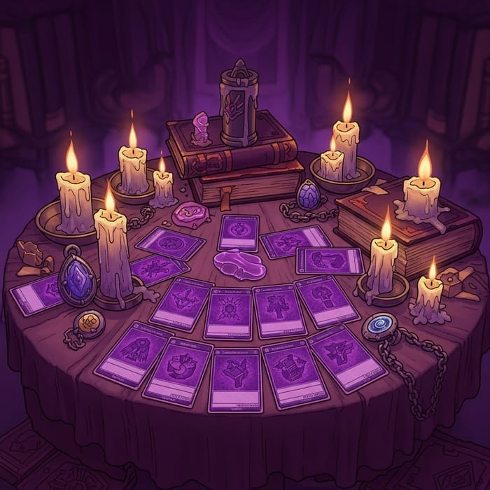 Enchanting Purple Cards and Mystical Decor Enchanting Purple Cards and Mystical Decor
