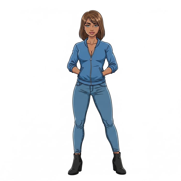 Sporty Woman in Blue Jeans and Black Heels | 157cm Tall