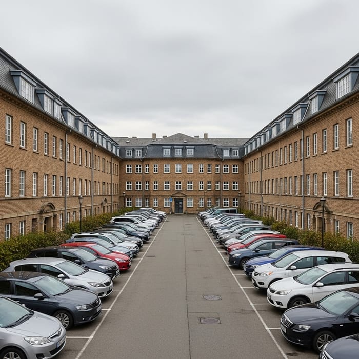Two-Story Building with Extensive Parking Area Two-Story Building with Extensive Parking Area