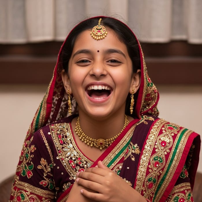 Laughing Girl in Traditional Clothing