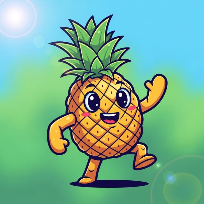 Cool Cartoon Pineapple Mascot Without Sunglasses