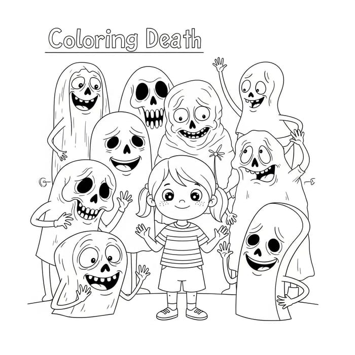 Exaggerated Death Cartoon Coloring Book for Children Exaggerated Death Cartoon Coloring Book for Children