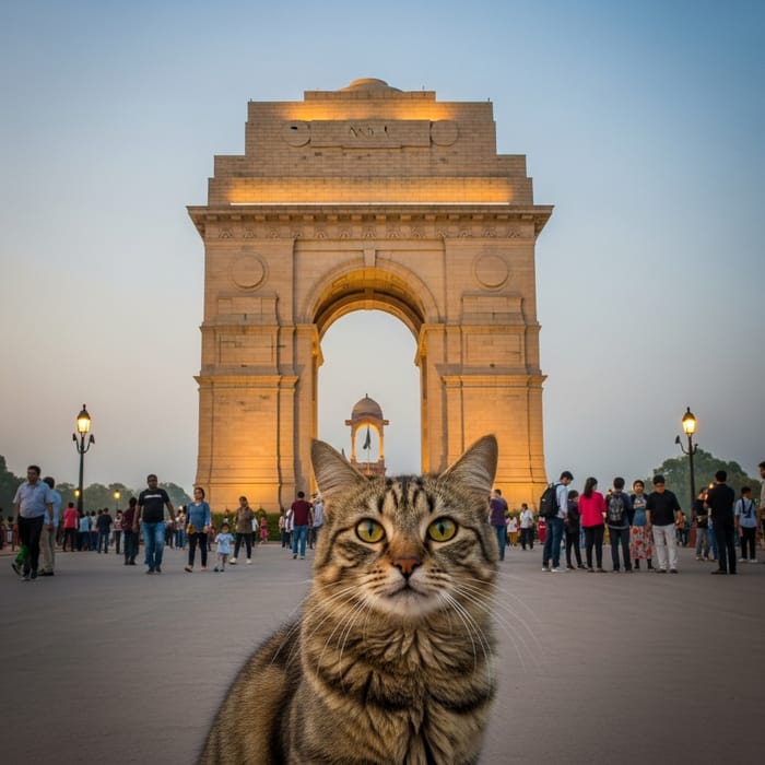 Cute Cat Posing at India Gate Cute Cat Posing at India Gate