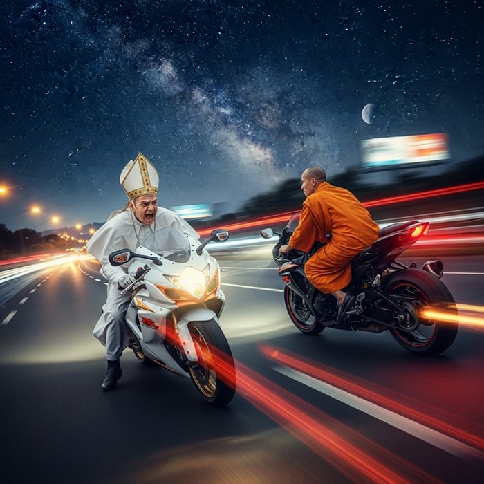 Popes Racing Suzuki GSXR 1000's on Highway at Night Popes Racing Suzuki GSXR 1000's on Highway at Night