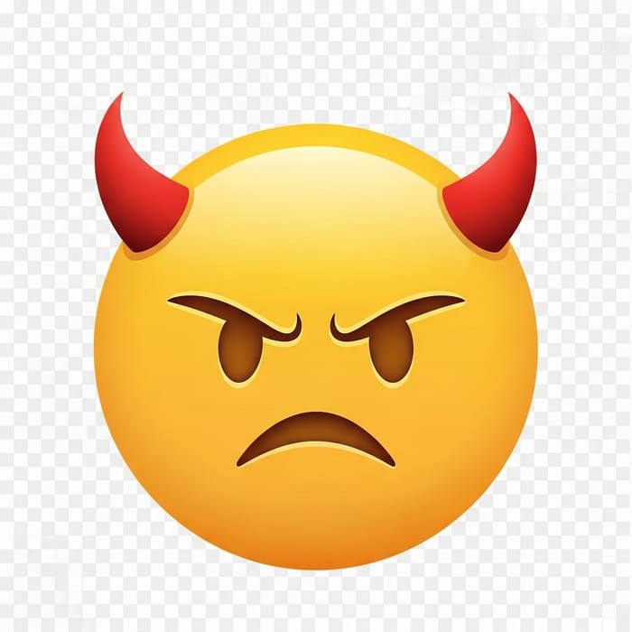 Angry Horned Smiley with Horns PNG | Mischief Emoticon