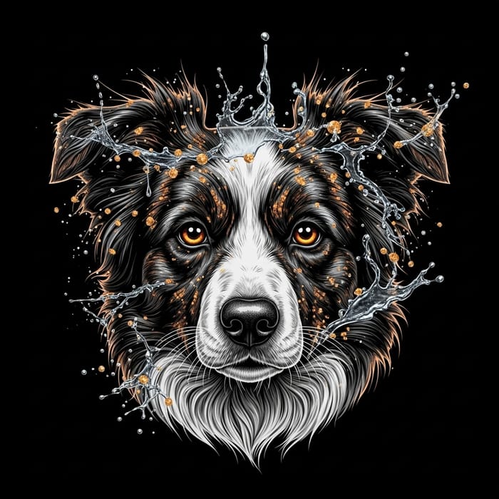 Cute Border Collie Tee Shirt Design | Hyperdetailed Eyes