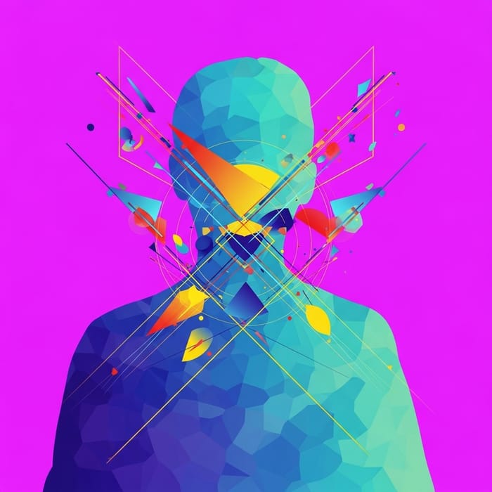 Abstract Person Art: Geometric Silhouettes & Vivid Colors Abstract Person Art: Geometric Silhouettes & Vivid Colors