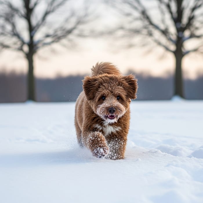 Fluffy Brown Dog Walking in Winter Wonderland | Snow Exploration Fluffy Brown Dog Walking in Winter Wonderland | Snow Exploration