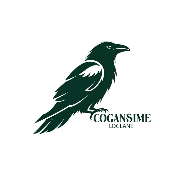 Stylized Raven Logo in Dark Emerald Green | Symbol of Mystery & Sophistication