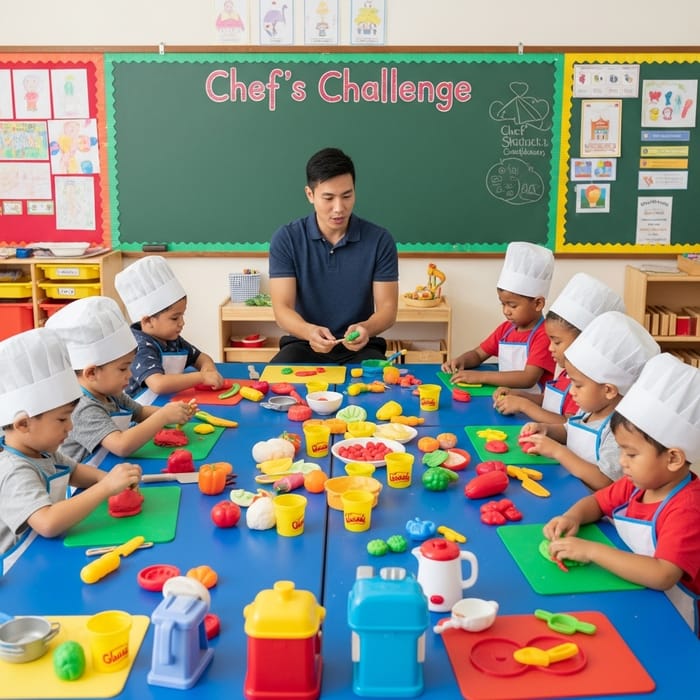 Chef's Challenge Activity for 4-Year-Olds in Preschool Classroom Chef's Challenge Activity for 4-Year-Olds in Preschool Classroom