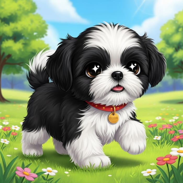 Adorable Disney Black & White Shih Tzu Puppy