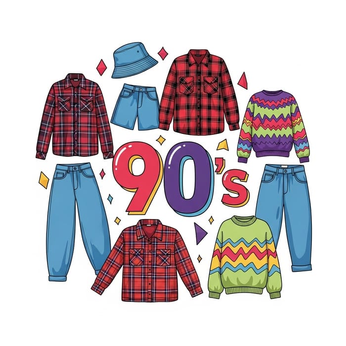 Vivid 90s Clothing Logo Design: Nostalgic Style Elements Vivid 90s Clothing Logo Design: Nostalgic Style Elements