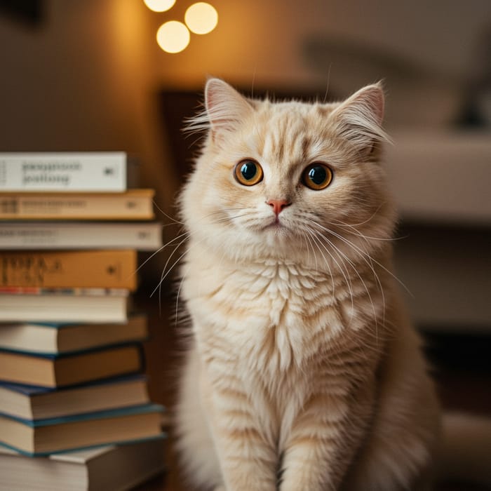 Adorable Fluffy Cat in a Cozy Room