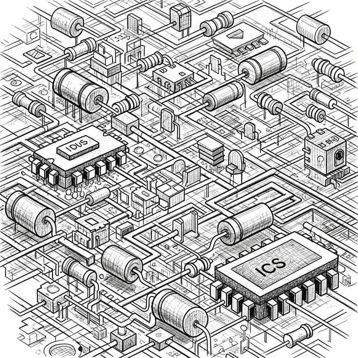 Electrical Sketch Art: Detailed Circuit Visualization Electrical Sketch Art: Detailed Circuit Visualization