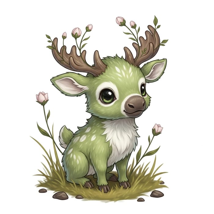 Adorable Baby Moose Pokémon with Flower Buds Adorable Baby Moose Pokémon with Flower Buds