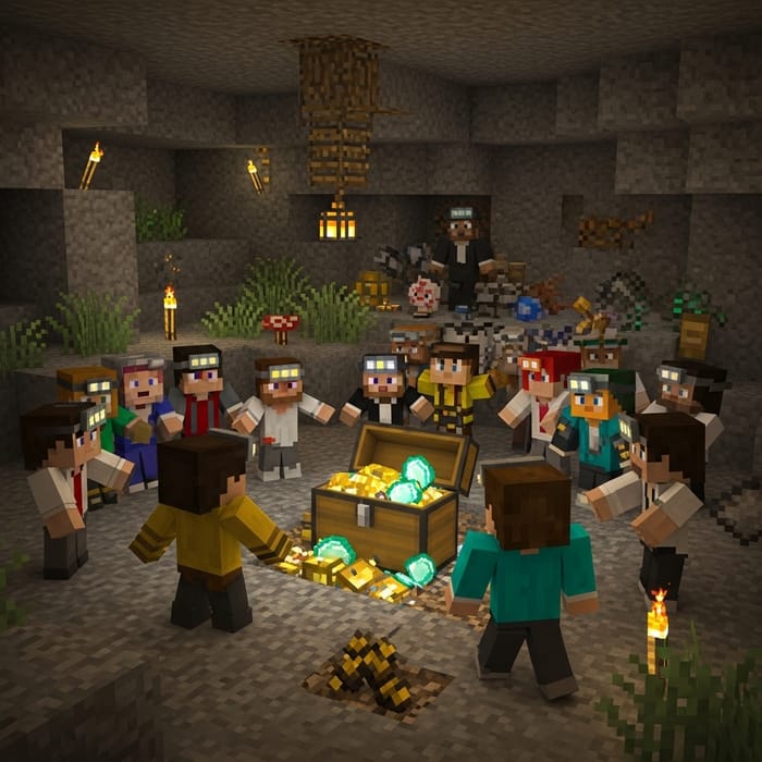 Minecraft Treasure Chest Scene | Spectators in Awe