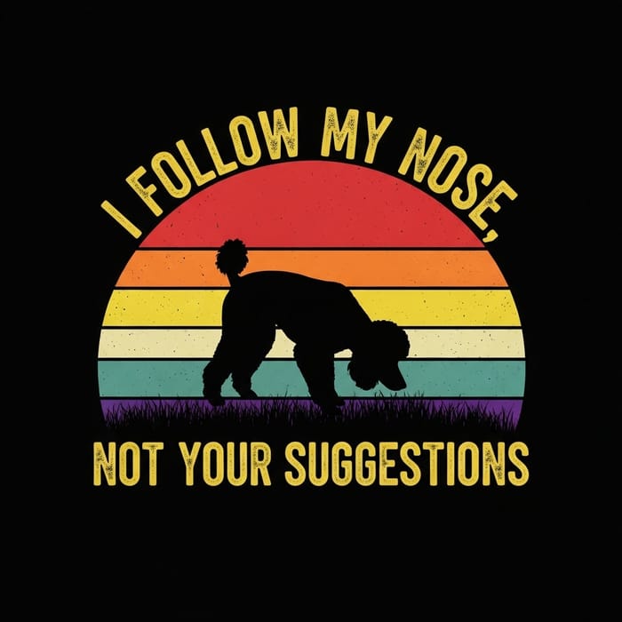 Vintage Sunset Poodle T-Shirt Design | I Follow My Nose | Digital Art