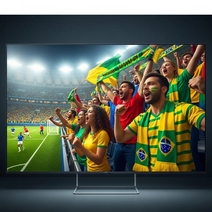 Haier Flat-Screen TV Shows Soccer Fans in Stadium