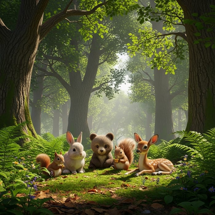 Enchanting Forest Wildlife - Adorable Rabbit, Bear, Squirrel, Deer Enchanting Forest Wildlife - Adorable Rabbit, Bear, Squirrel, Deer