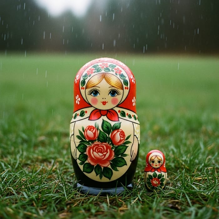 Premium Russian Nesting Doll in Enchanting Spring Rain Premium Russian Nesting Doll in Enchanting Spring Rain