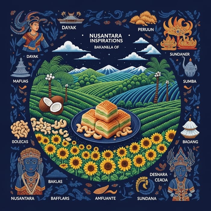 Enchanting Nusantara Baklava Illustration: Dots & Navy Delight Enchanting Nusantara Baklava Illustration: Dots & Navy Delight