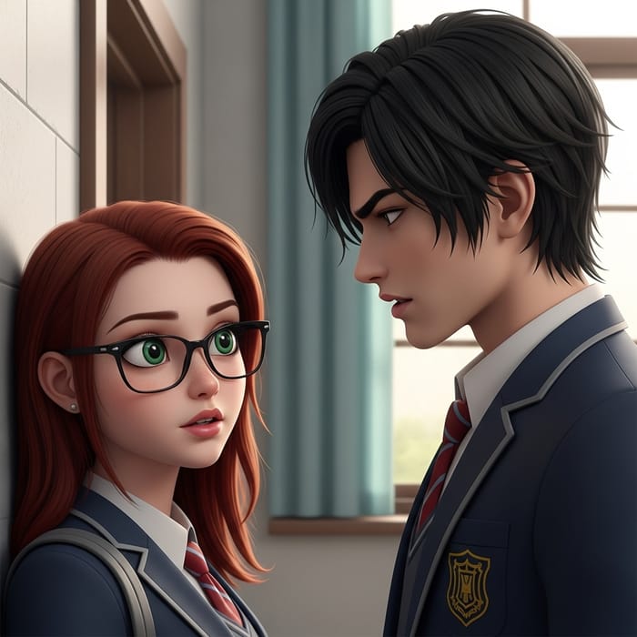 Realistic School Rivalry: Red-haired Girl vs. Tall Black-haired Boy Realistic School Rivalry: Red-haired Girl vs. Tall Black-haired Boy